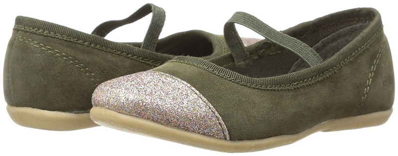 Carter's Mary Jane Shoe Ballet Flat Miranda Olive Glitter Toe Cap Toddler 5M NEW