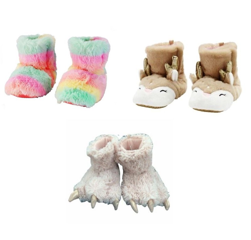 Carter's Rainbow / Deer / Pink Dragon Tall Slipper Booties Faux Fur NEW Sz: 3-10