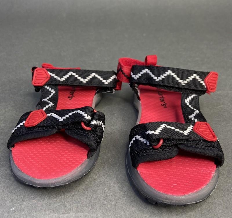 Carter's Red Black Fabric Strap Sandals Boy's Size 8