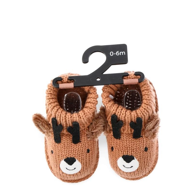Carter's Reindeer Booties Unisex Newborn Baby Knit Brown Child of Mine