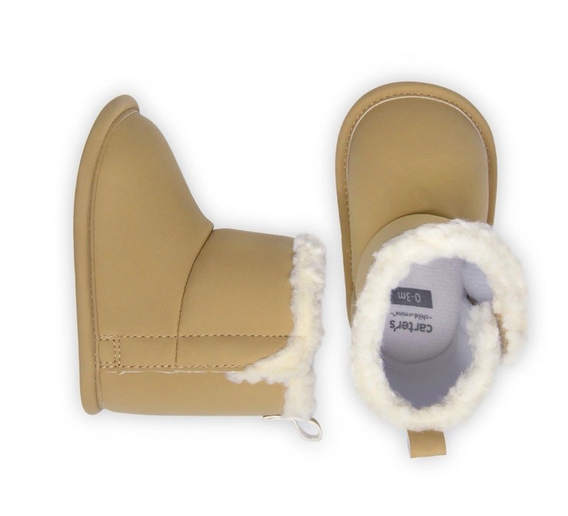CARTERS Child Of Mine Infant Girls Size 0-3m Fur Winter Boots • Brown