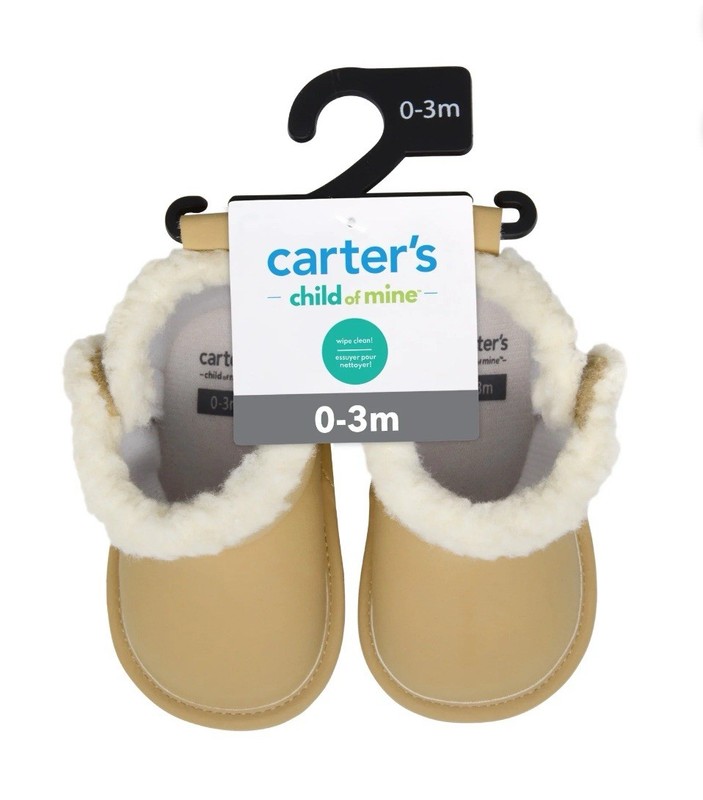CARTERS Child of Mine Infant Girls Size 0-3m Fur Winter Boots • Brown