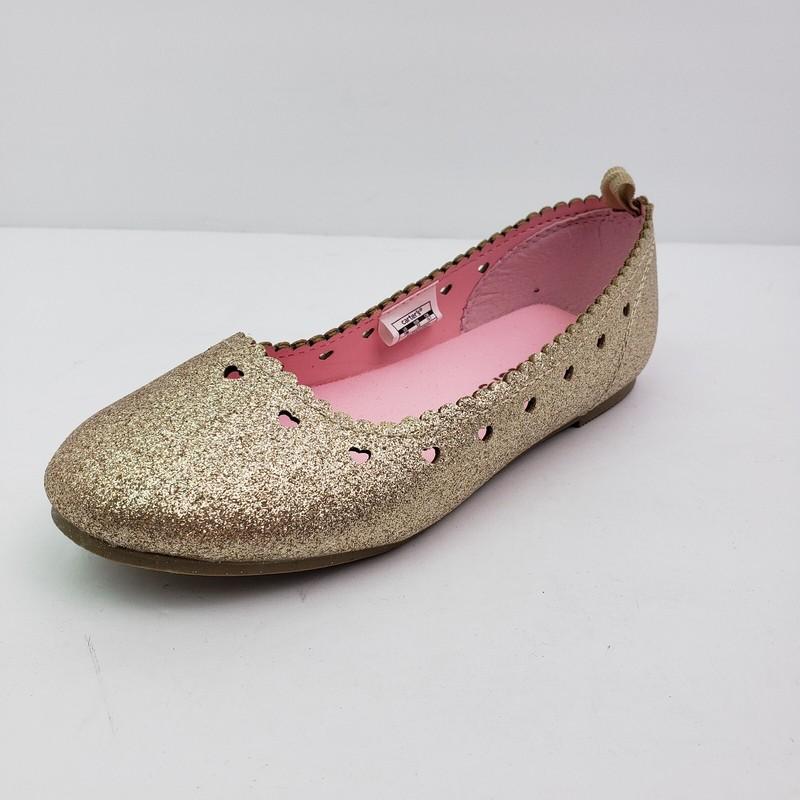 Carters Ellaria Girls Size 13 Gold Glitter Slip On Casual Ballet Flats Shoes