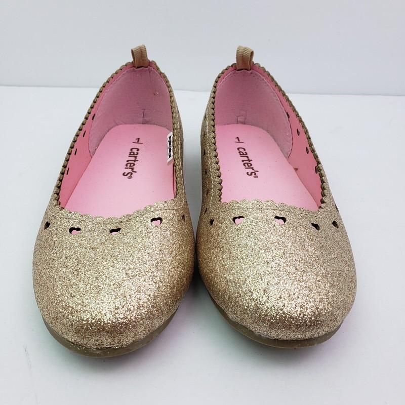 Carters Ellaria Girls Size 13 Gold Glitter Slip On Casual Ballet Flats Shoes