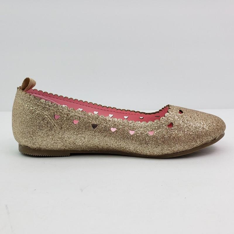 Carters Ellaria Girls Size 13 Gold Glitter Slip On Casual Ballet Flats Shoes