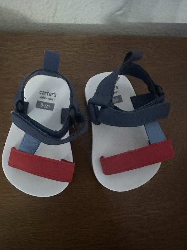 Carters Infant Baby Sandals 0-3 Months Red White & Blue Strap Sandals New