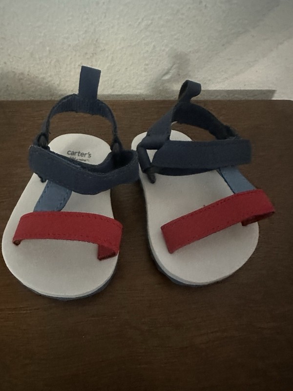 Carters Infant Baby Sandals 0-3 Months Red White & Blue Strap Sandals New