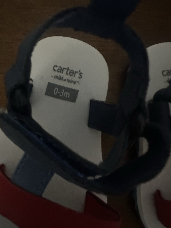 Carters Infant Baby Sandals 0-3 Months Red White & Blue Strap Sandals New