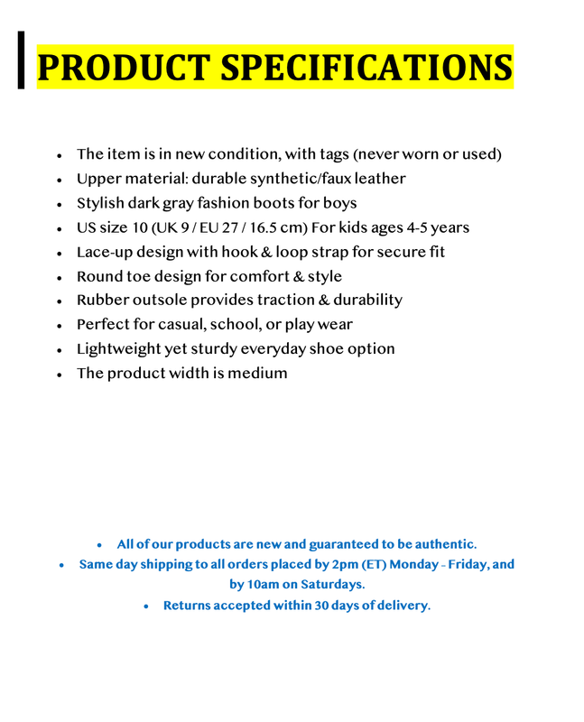 Carters Norman Toddler Boys Casual Ankle Boot Sz 10 Dark Gray Fall Winter Shoes