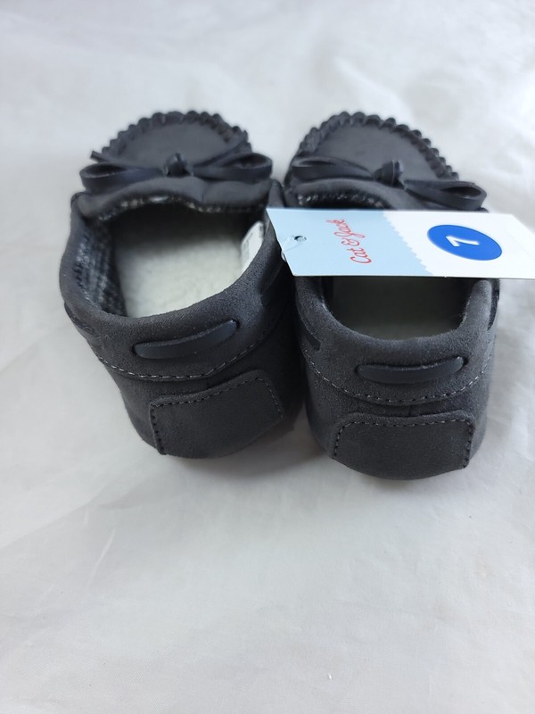 Cat And Jack Toddler Size 8 Gray Carter Moccasin Slippers Brand New