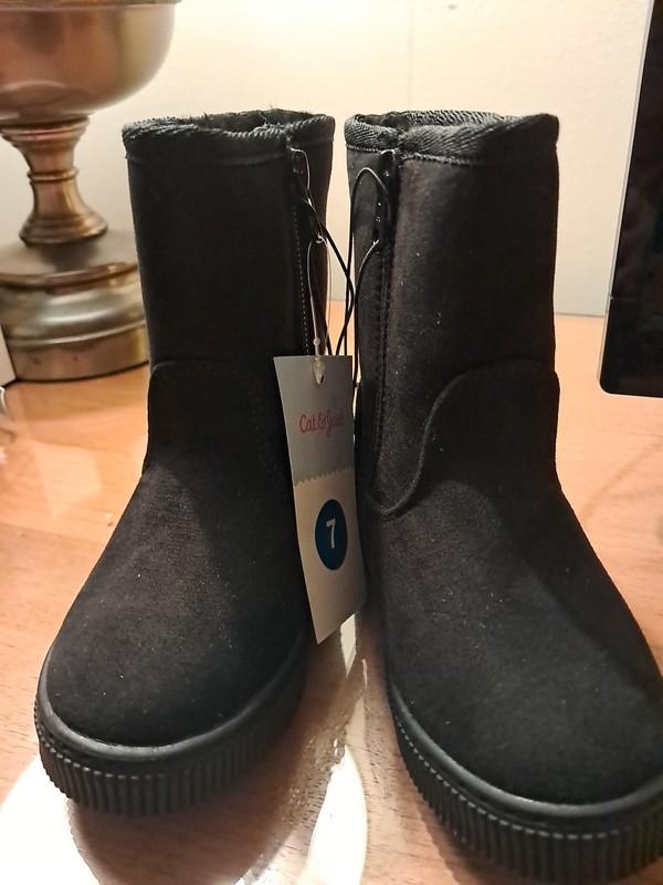 Cat & Jack Black Toddler Girl Boots Size 7