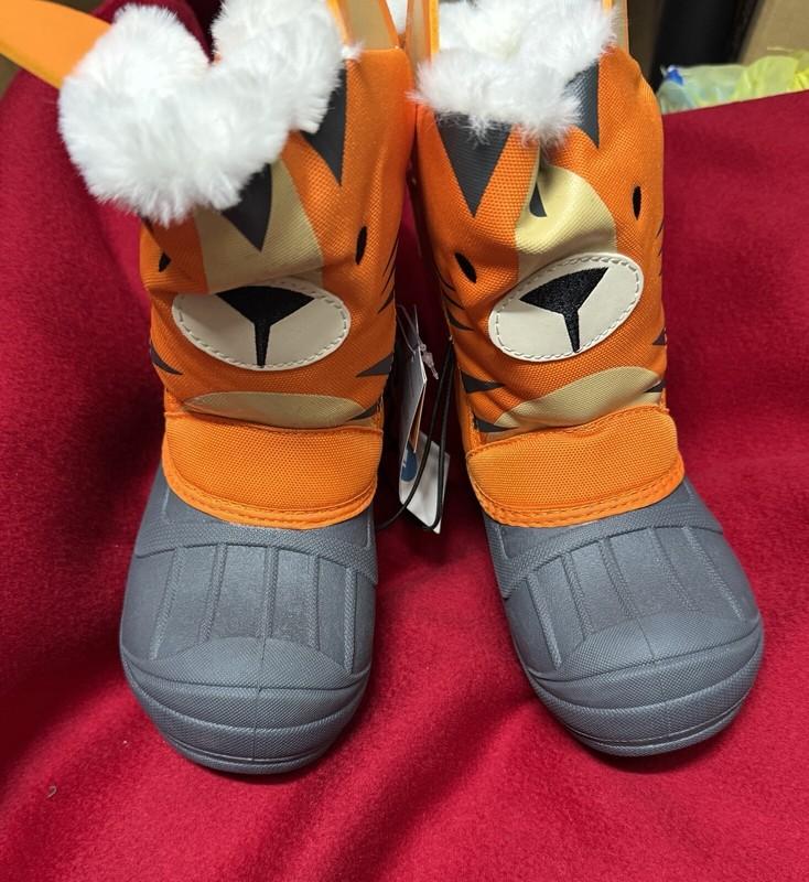 Cat & Jack Boots Toddlers Boys 12 Orange Frankie The Tiger Winter Cute Warm NEW