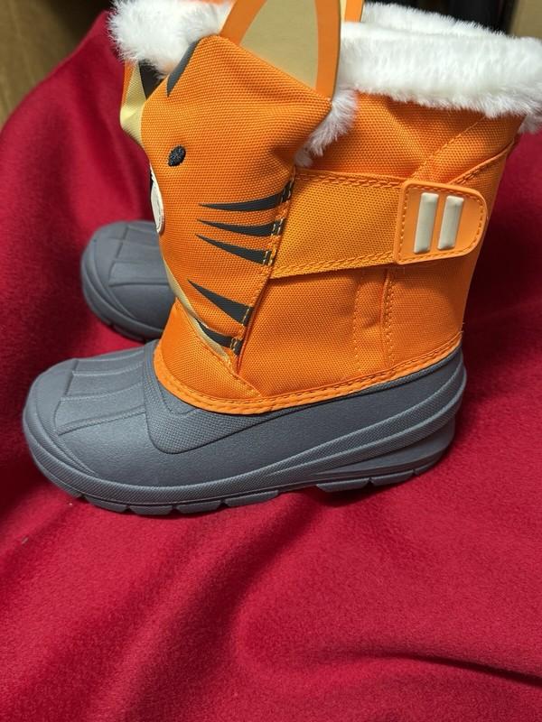 Cat & Jack Boots Toddlers Boys 12 Orange Frankie The Tiger Winter Cute Warm NEW