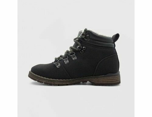 CAT & JACK BOYS' JONATHAN LUG FASHION BOOT SIZE 2 BLACK