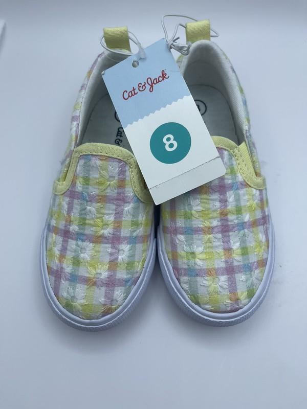 Cat & Jack Girls Alexus Slip- On Sneakers Size 8 Multicolored Flowers Brand New