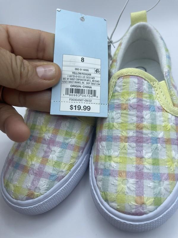 Cat & Jack Girls Alexus Slip- On Sneakers Size 8 Multicolored Flowers Brand New