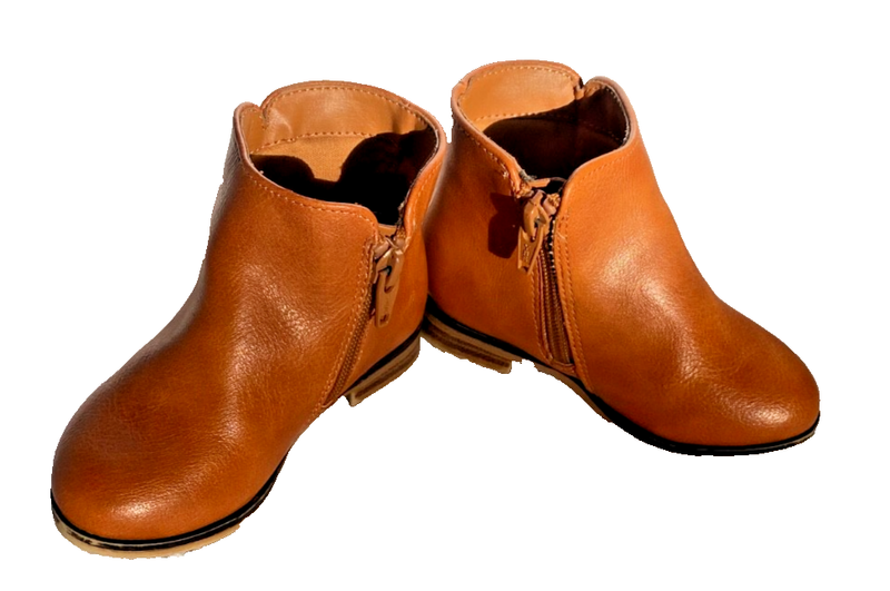 Cat & Jack Girls Brown Faux Leather Zip Up Fashion Ankle Boots Toddler-US Size 7