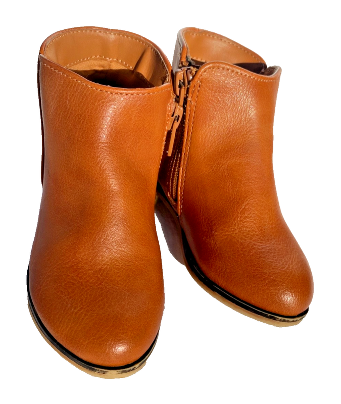 Cat & Jack Girls Brown Faux Leather Zip Up Fashion Ankle Boots Toddler-US Size 7