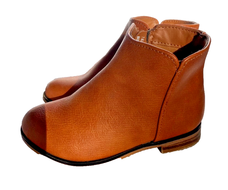 Cat & Jack Girls Brown Faux Leather Zip Up Fashion Ankle Boots Toddler-US Size 7