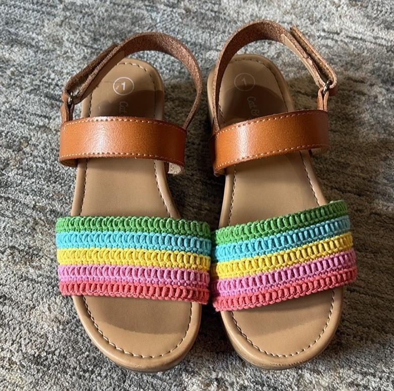 Cat & Jack Girls Size 1 Platform Colorful Sandal