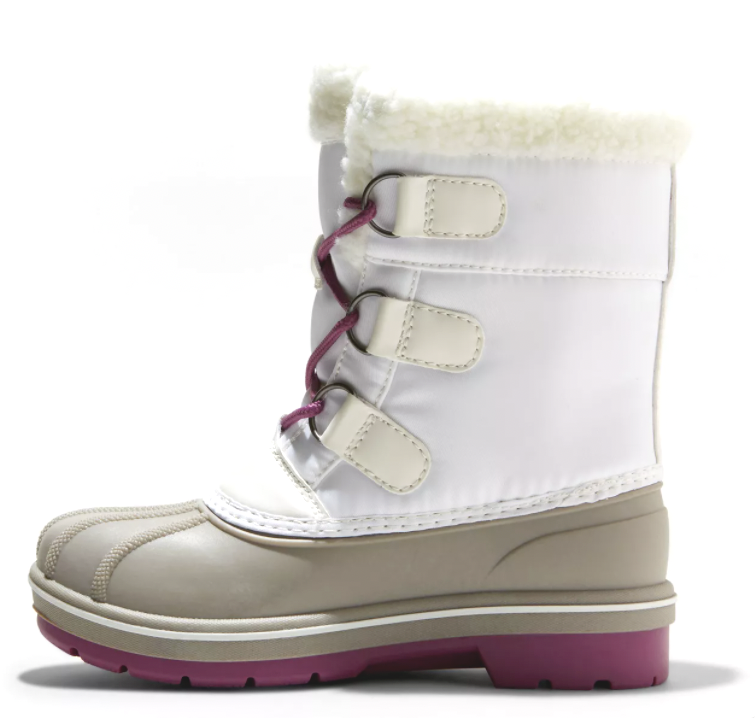 Cat & Jack Girls' White Purple Magenta Roma Waterproof Thermolite Winter Boots