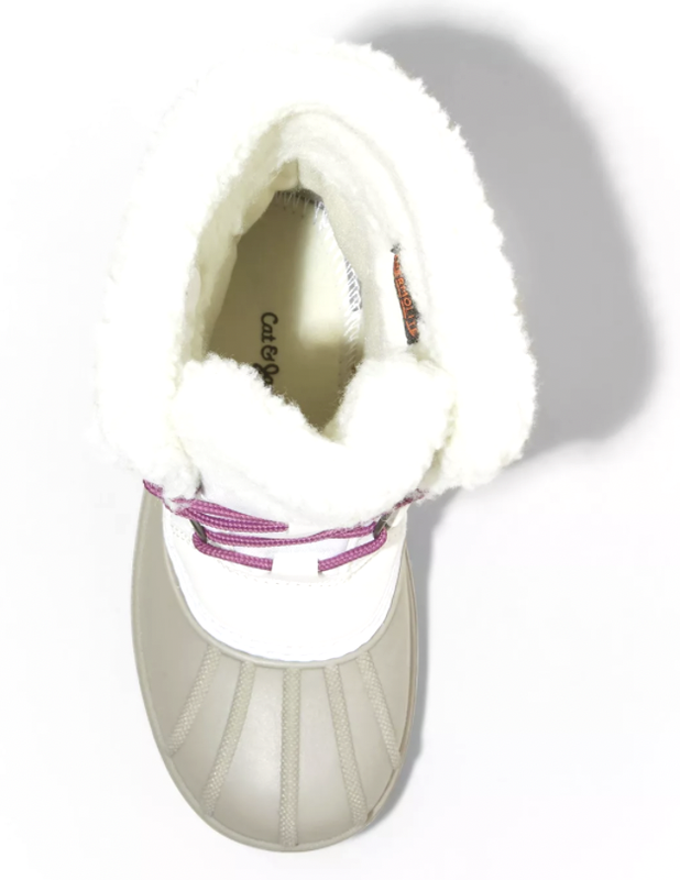Cat & Jack Girls' White Purple Magenta Roma Waterproof Thermolite Winter Boots