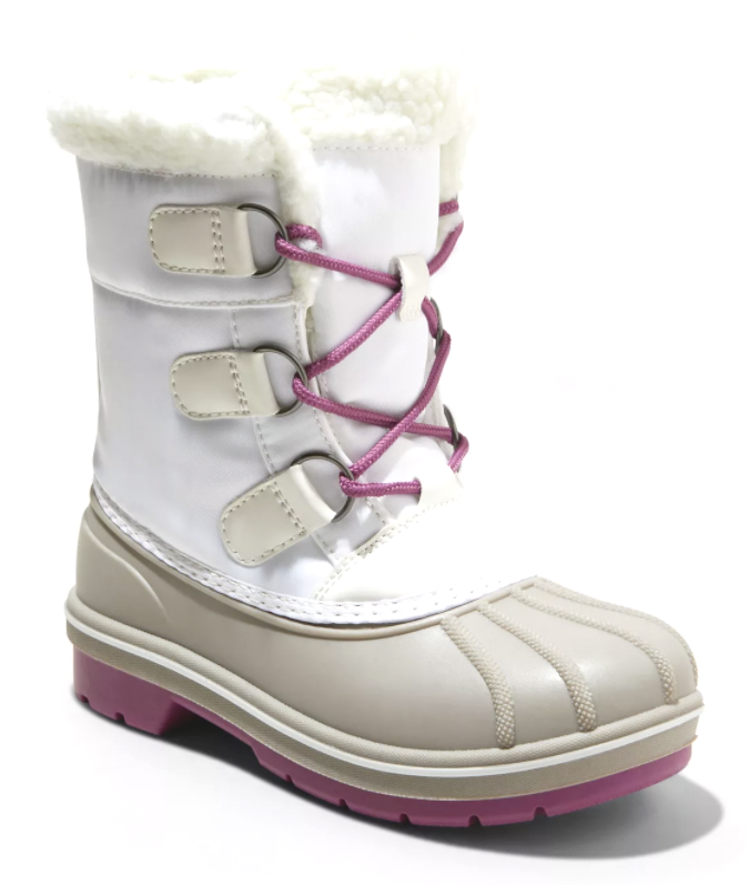 Cat & Jack Girls' White Purple Magenta Roma Waterproof Thermolite Winter Boots