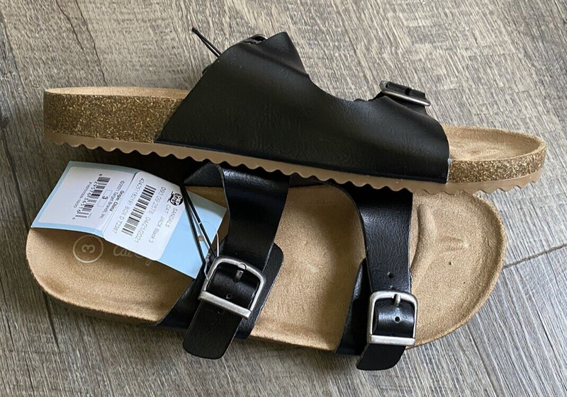 Cat & Jack Kids' Drew Slip-On Footbed Sandals Black 3 Or 5 NWT