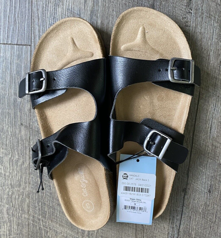 Cat & Jack Kids' Drew Slip-On Footbed Sandals Black 3 or 5 NWT