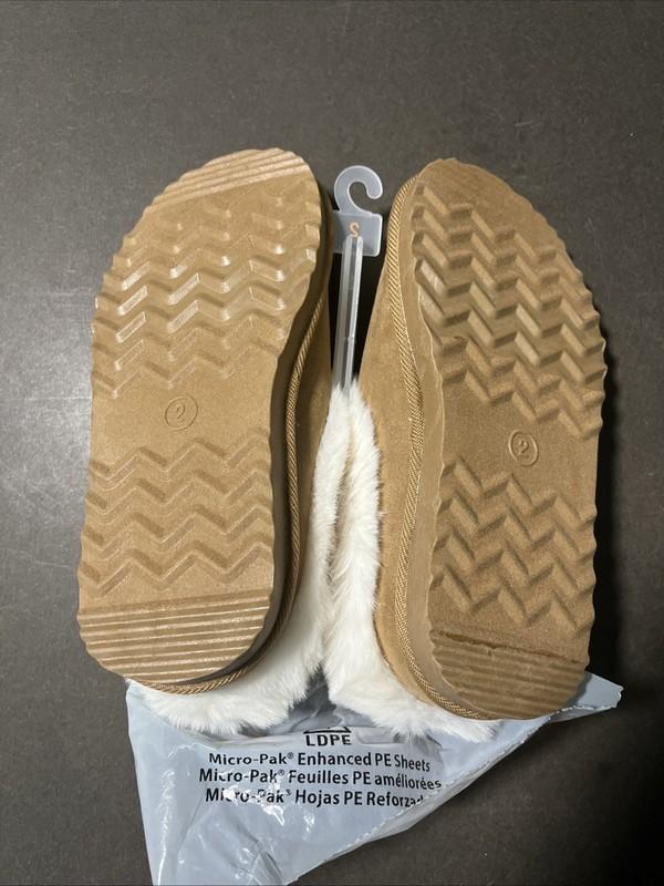 Cat & Jack Kids Girls Lizzie Faux Fur Cuff Bootie Slippers Brown Mollie Size 2