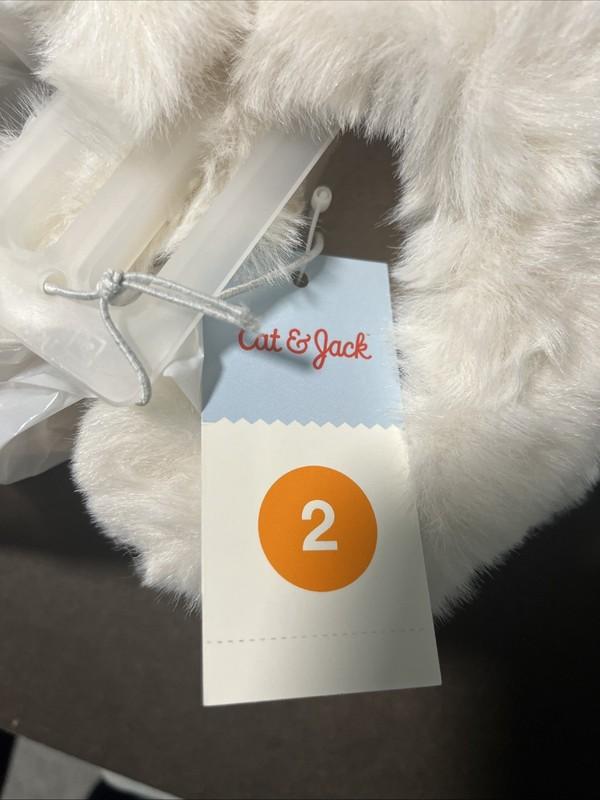 Cat & Jack Kids Girls Lizzie Faux Fur Cuff Bootie Slippers Brown Mollie Size 2