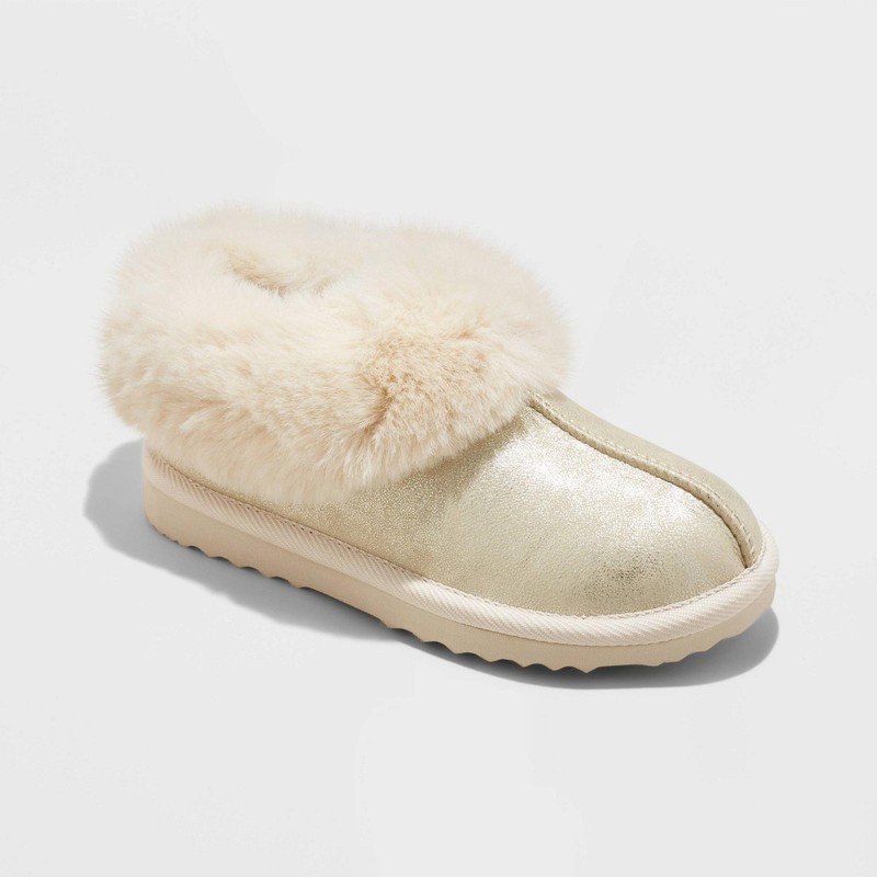 Cat & Jack Kids Girls Lizzie Faux Fur Cuff Bootie Slippers 88498319 2 4