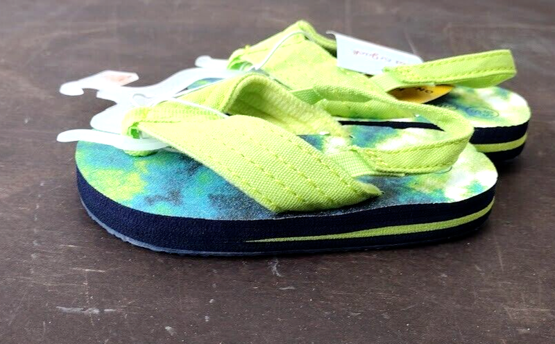 Cat & Jack Toddler Boys' Sandals Ash Tie-Dye Flip Flop Green Size S 5/6
