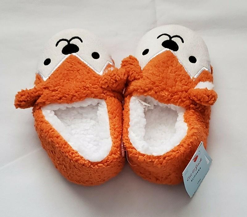 Cat & Jack Toddler Fuzzy Fox Dog Animal Slippers Size Large 4T/5T Boys Girls A7