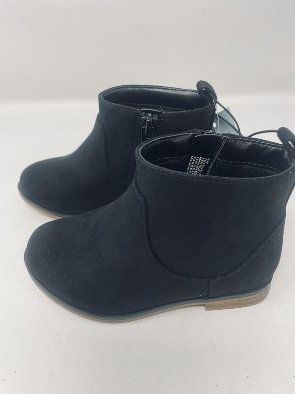 Cat & Jack Toddler Girl’s Black Onyx Zipper Slip-On Faux Bootie Shoes Sz 8W NEW