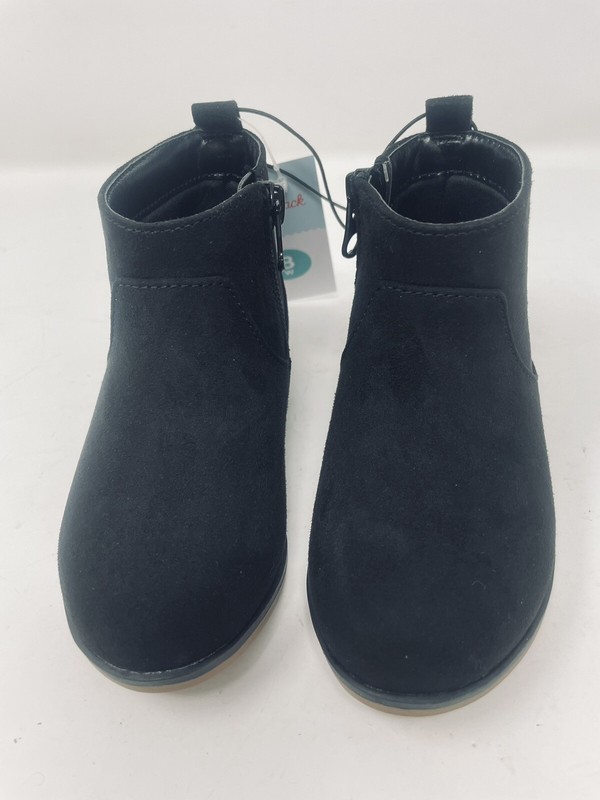 Cat & Jack Toddler Girl’s Black Onyx Zipper Slip-On Faux Bootie Shoes Sz 8W NEW