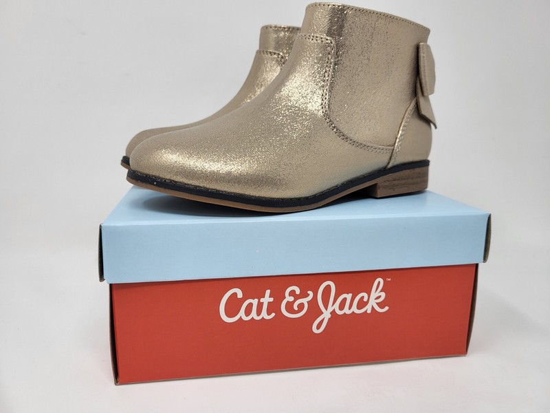 Cat & Jack Toddler Girls' Ayla Zipper Booties Gold Glitter Size 12