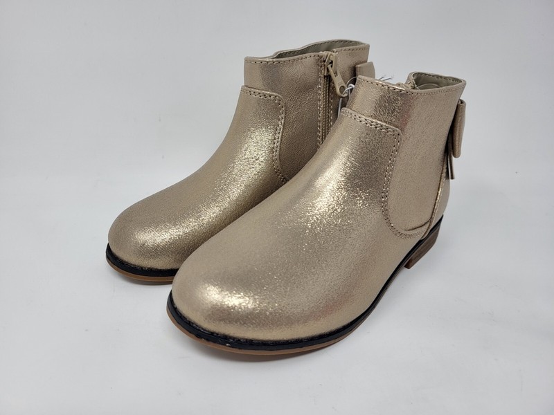 Cat & Jack Toddler Girls' Ayla Zipper Booties Gold Glitter Size 12