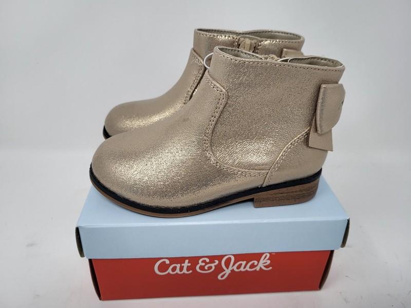 Cat & Jack Toddler Girls' Ayla Zipper Booties Gold Glitter Size 8