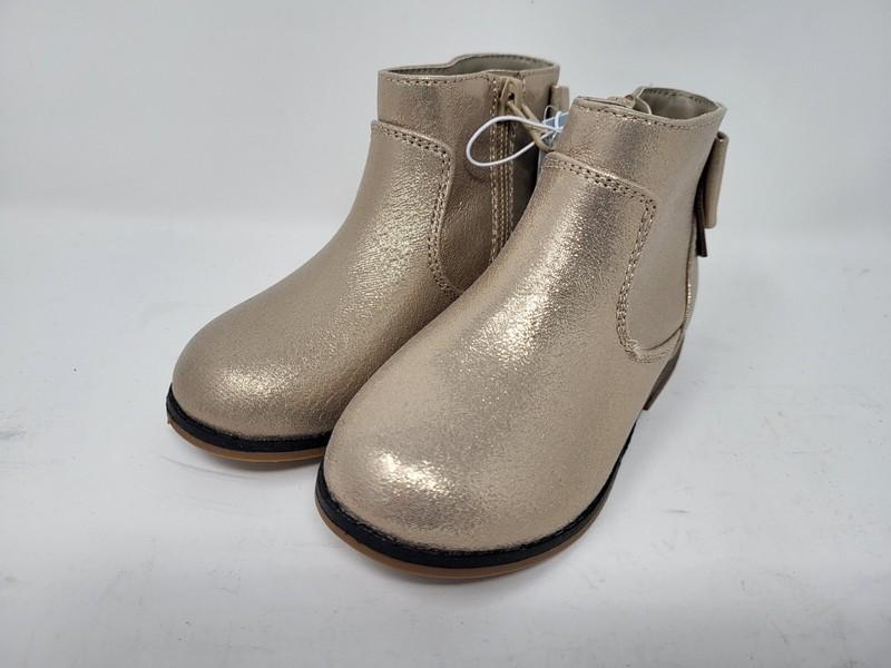 Cat & Jack Toddler Girls' Ayla Zipper Booties Gold Glitter Size 8