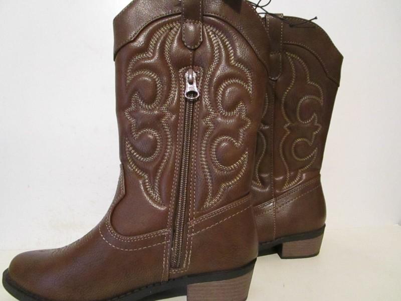 Cat & Jack Toddler Girls Montana Side Zipper Cowgirl Western Boots Brown Size 13