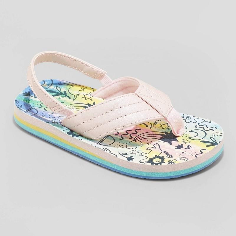 Cat & Jack Toddler Girls Shawn Slip On Flip Flop Size Large 9/10 Tie Dye NEW