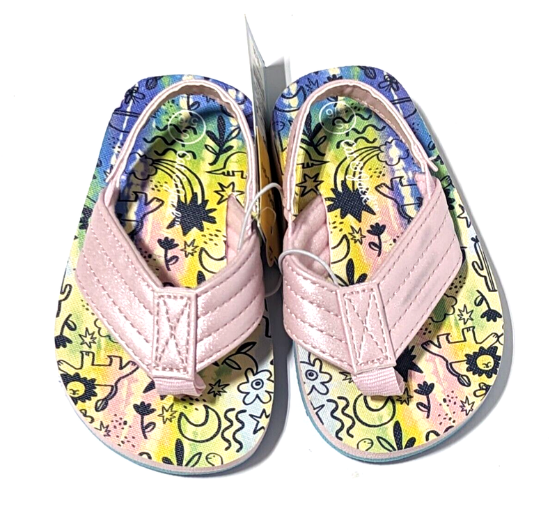 Cat & Jack Toddler Shawn Slip-On Flip Flop Sandals Jungle Pink S 5/6 NWT
