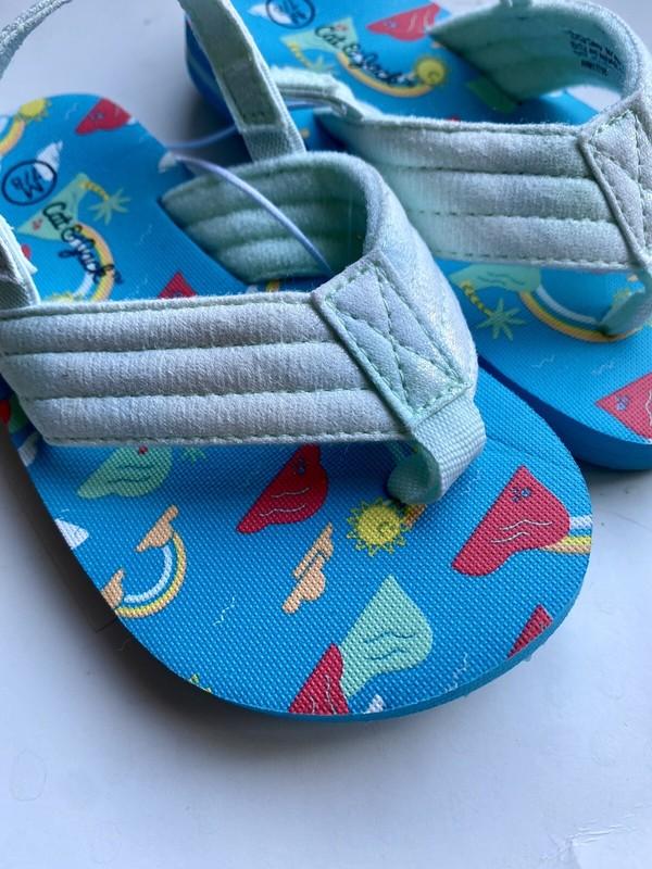 Cat & Jack Toddler Sz M Medium 7/8 Sandals Blue Shawn Slip-On Flip Flop New