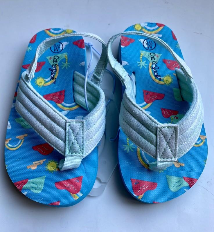 Cat & Jack Toddler Sz M Medium 7/8 Sandals Blue Shawn Slip-On Flip Flop New