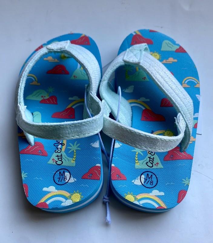 Cat & Jack Toddler Sz M Medium 7/8 Sandals Blue Shawn Slip-On Flip Flop New