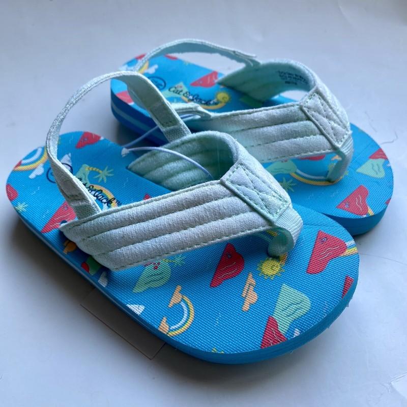 Cat & Jack Toddler Sz M Medium 7/8 Sandals Blue Shawn Slip-On Flip Flop New