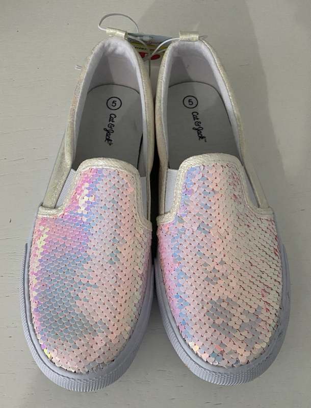 Cat & Jack White Aliki Slip On Shoes Size 5 New 
