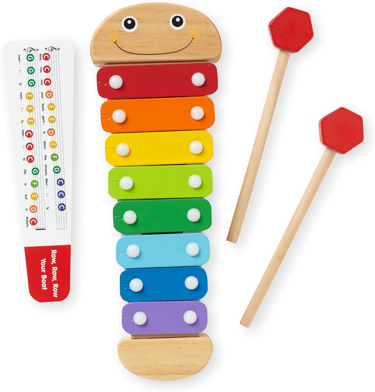 Caterpillar Xylophone Musical Toy With Wooden Mallets 15.25" X 6.5" X 1.5" Blue