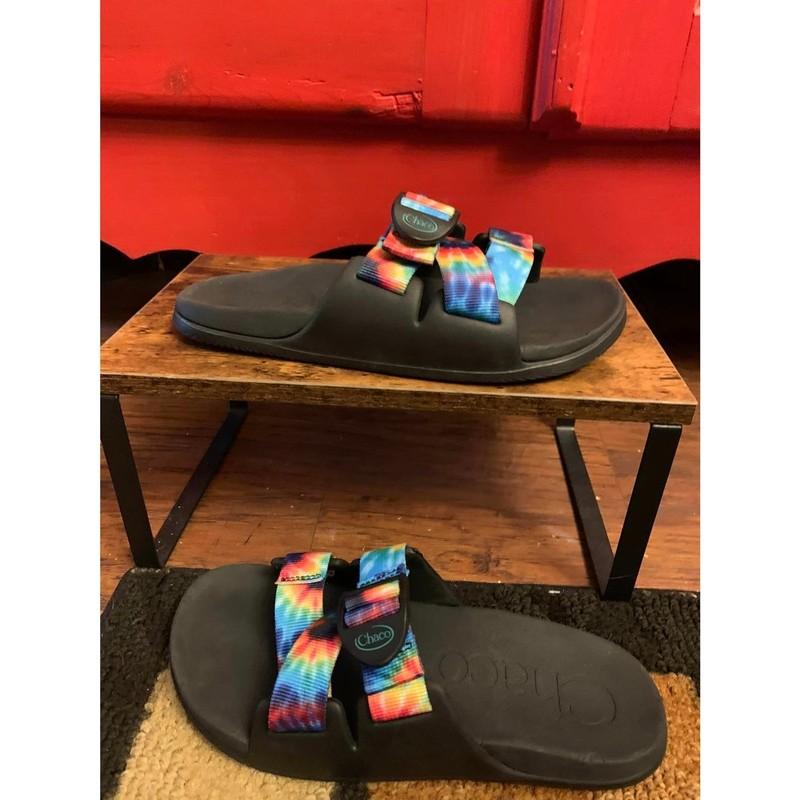 Chaco's Size 6 Big Kids Chillos Slide Dark Tie Dye 4 Worn 1 Time Sandal Rainbow